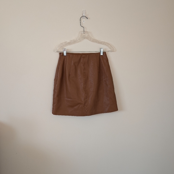 H&M Brown Leather Skirt Size 4 - Picture 2 of 3